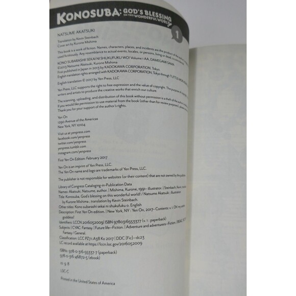 Konosuba Light Novel Vol 1 And Vol 2 English Manga - Picture 2 of 9